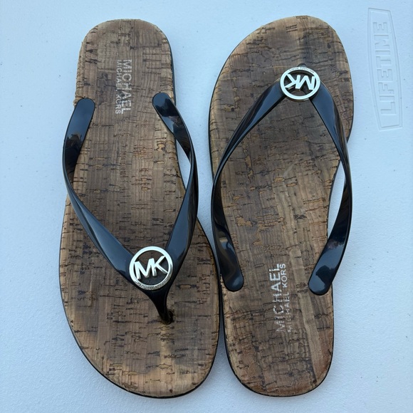 MICHAEL Michael Kors Jet Set Cork Flip-Flops Size 8 - Picture 3 of 4